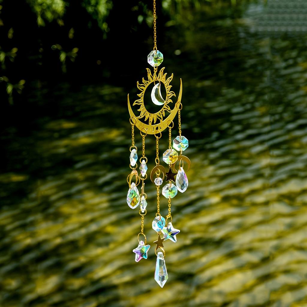 1pcs Star Moon Wind Chime Pendant, Craft Garden Decoration Design, Outdoor Courtyard Hanging Decoration, Home Garden Beautification Decoration