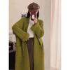 Spring and Autumn New Medium and Long Sweater Women's Coat Solid Color Knitted Cardigan Lazy Wind Thin Women's Thick Clothing