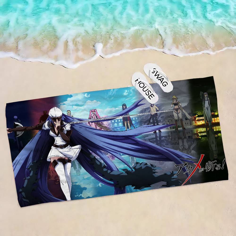 Japanese Anime Akame Ga KILL Beach Towel Colorful Bath Towels for Girl Microfiber Quick Dry Sand Free Beach Spa Gym Pool