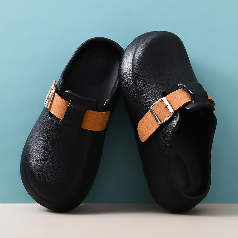 

Women s summer wear to work commuter bag head slippers non-slip soft bottom buckle half slippers 35-36 чорний