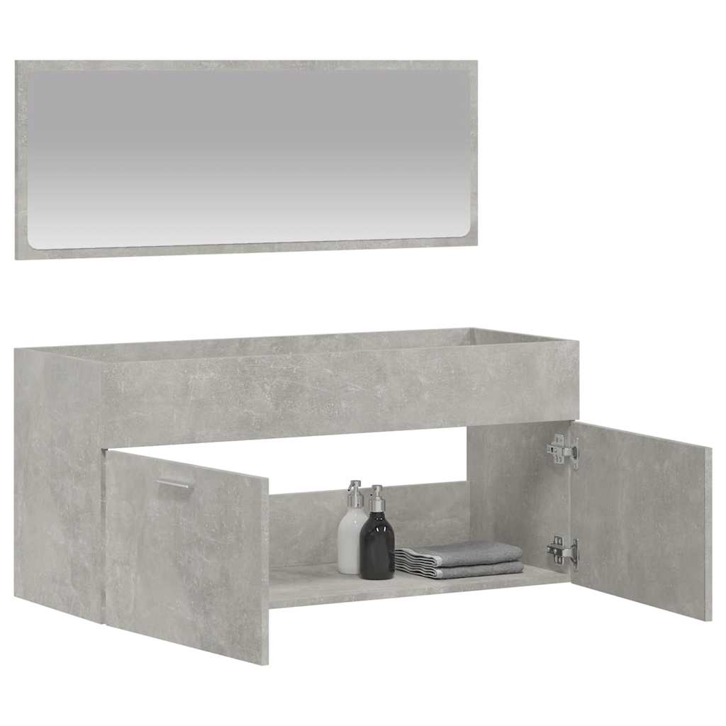 Bathroom Cabinet with Mirror Concrete Grey Particleboard