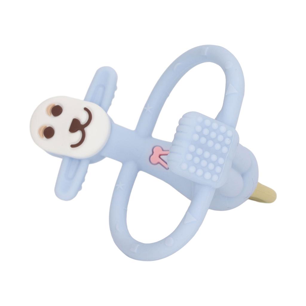 Baby Teething Toy Chewing Teether Monkey Shape Food Grade Silicone Set Kit for Infant Blue
