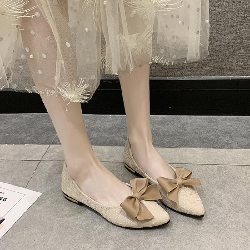 Fashion Single Shoe Women's New 2024 Spring and Autumn Versatile Flat Bow Decoration Comfortable Temperament Flat Shoes Zapatos De Mujer