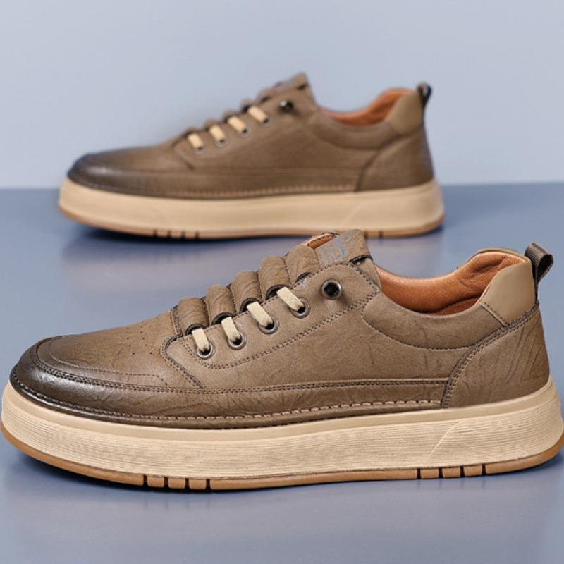 Fashion Cow Leather Platform Board Shoes for Men Designer Soft-soled Men's Running Shoes Spring Autumn Fashion Casual Sneakers Male