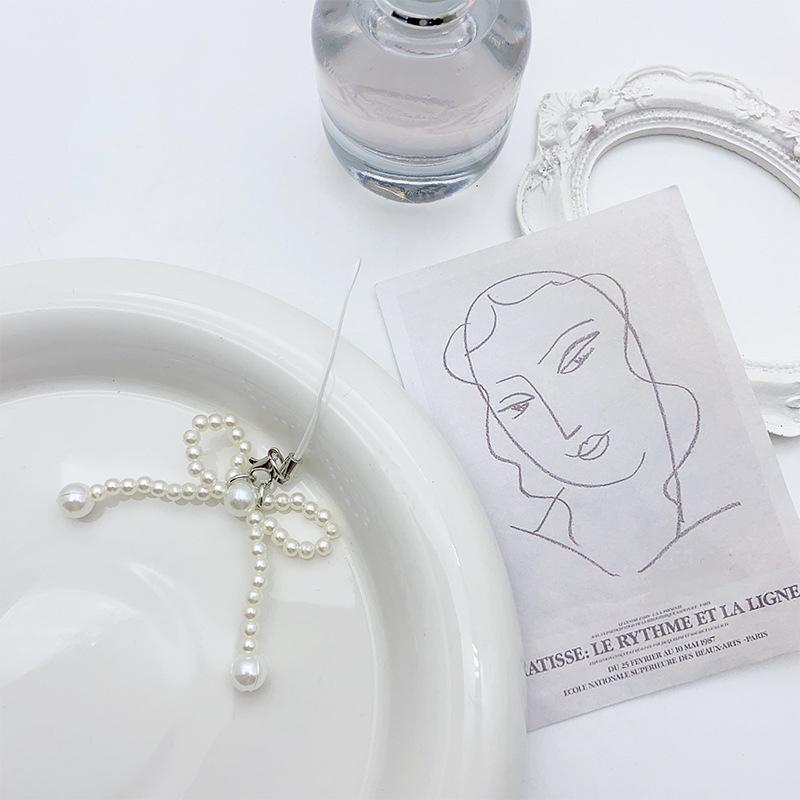 

Изысканный жемчужный бисерный бант-подвеска для телефона, ремешок, милый брелок для ключей, украшения для рюкзака, аксессуары, подарки