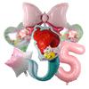 6pcs Mermaid Theme Balloons Pink Number Large Bow Foil Globos for Girl Baby Shower Birthday Party Decoration Supplies 2025