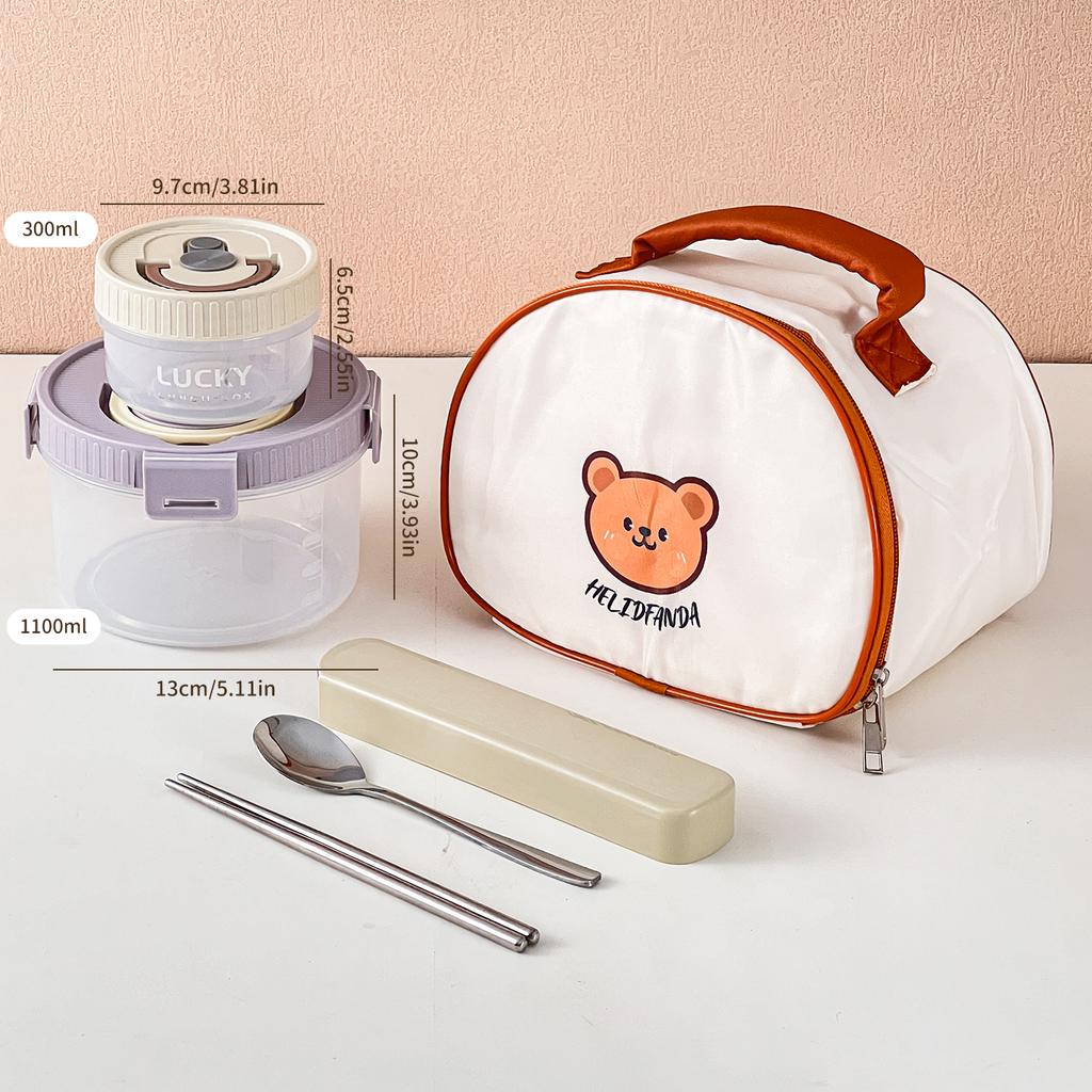 Worthbuy 1100Ml Round Clear Plastic Lunch Box With Handle Microwave Safe Portable Large Capacity Food Container For Students