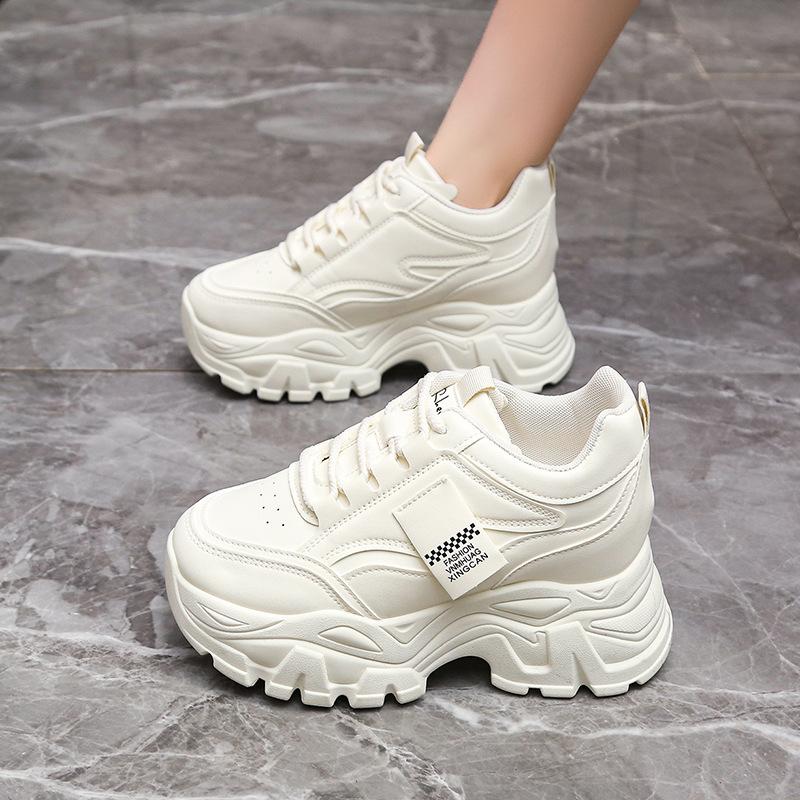 Inner Height-increasing Women's Shoes, Women's New Small Autumn Thick-soled Height-increasing Casual Dad Sneakers 8cm Muffin