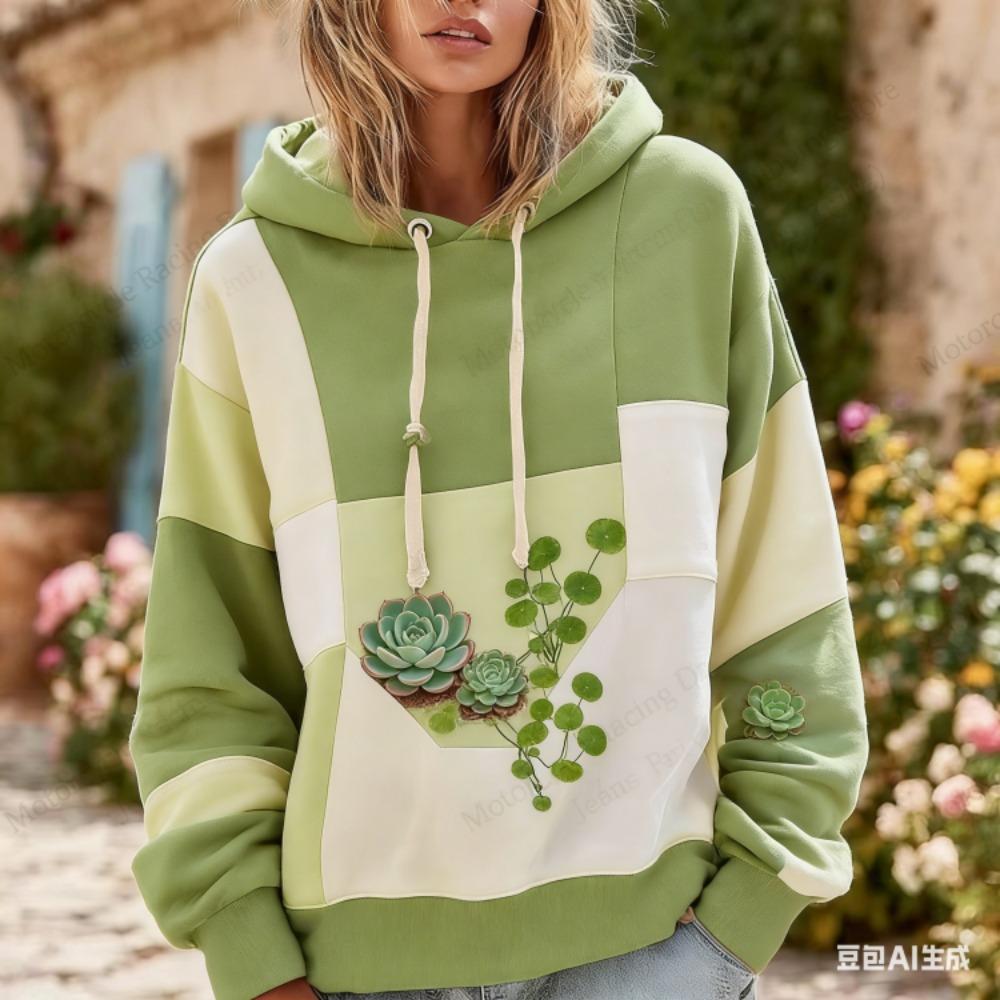 Modischer Hoodie mit Blumenprint Damen Lässiger Hoodie Sweatshirt im europäischen amerikanischen Stil Damen Kleidung Top