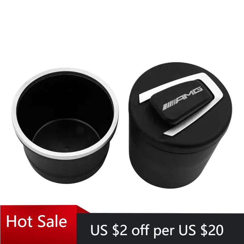 Hots  1 PCS Car Truck LED Cigarette Smoke Ashtray Blue LED Light Ashtray Box For Mercedes Benz AMG GLC GLE CLA GLA W205 W211 W21