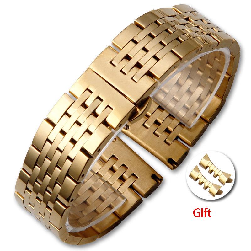 Stainless Steel Seven-Bead Watch Strap for Tissot T41, Elbow 12-24mm