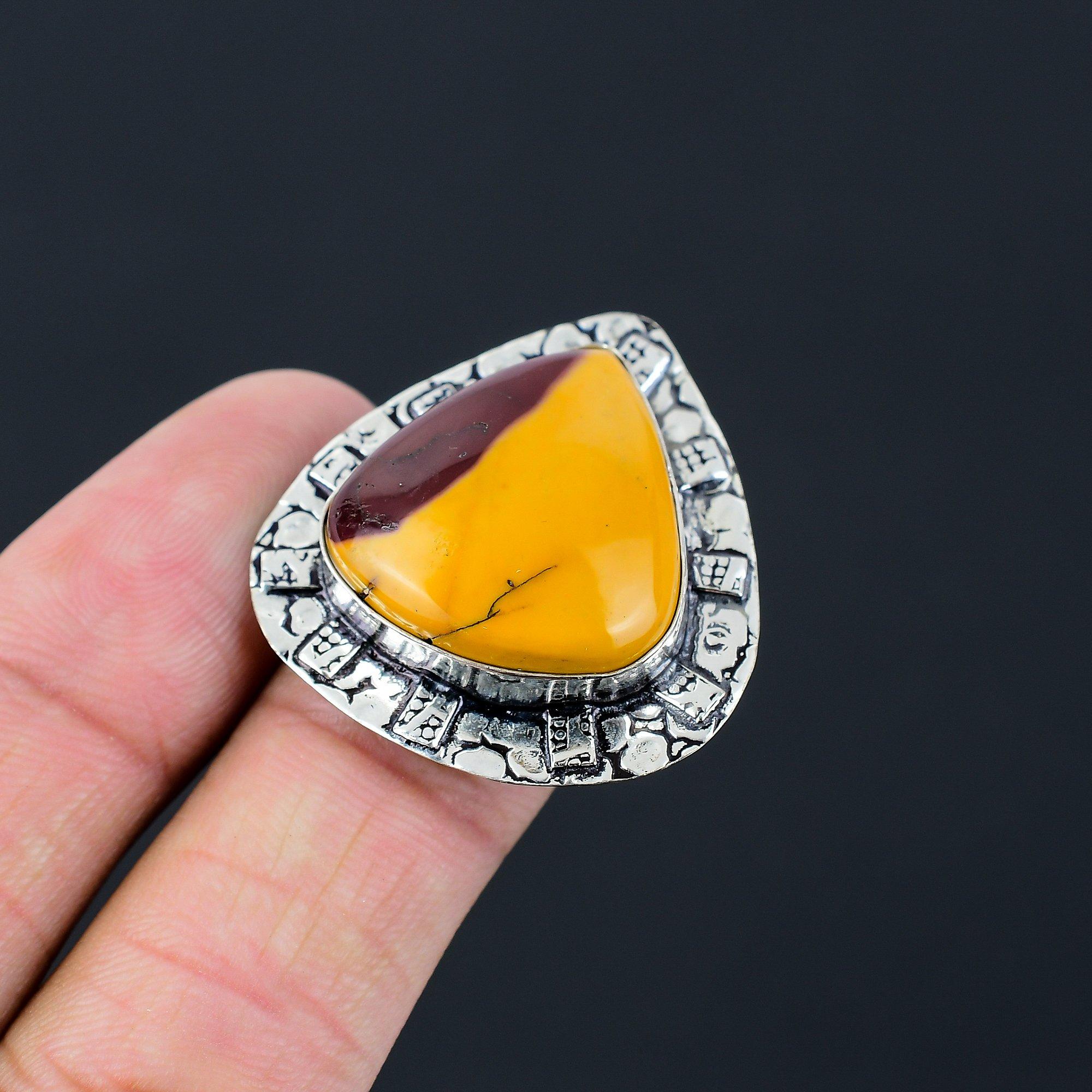 925 Sterling Silver Natural Mookaite Promise Engagement Birthday Ring Jewelry 9