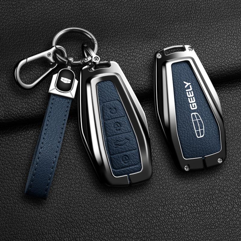High Quality Zinc Alloy Goat Leather Car Key Case Cove for Geely Coolray X6 X7 EX7 Emgrand Global Hawk GX7 Remote Accessories