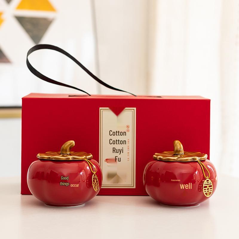 Keramik Kaki Bonbonglas Set - Hochzeits-, Verlobungs- oder Einzugsgeschenk
