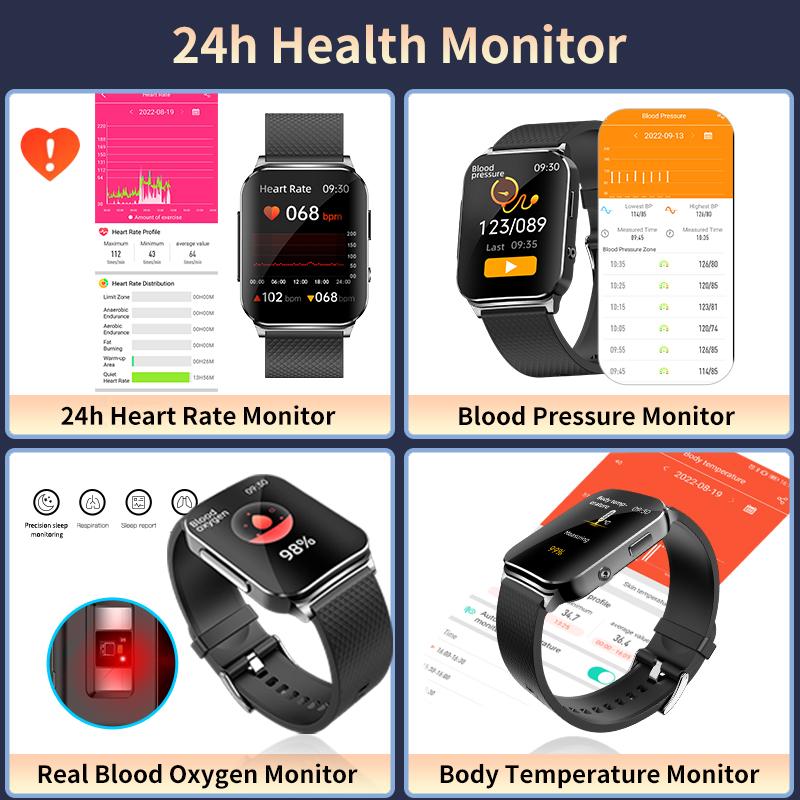 SACOSDING Hygieia-05s Max Blood Oxygen ECG+PTT Smart Watch 1.83" Screen Blood Pressure SPO2 Body Temperature Smartwatch Health Sport Watches