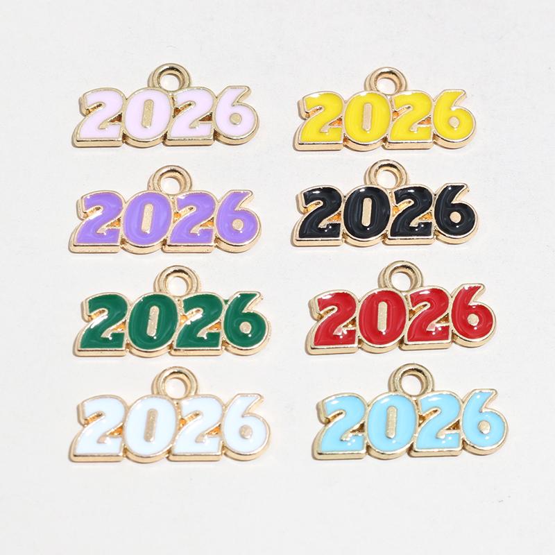 20pcs Enamel Fish Year Number 2026 Charms Pendant DIY Jewelry Making Craft Accessories for Earrings Necklace Bracelet Keychains