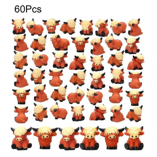 Mini-Hochlandrinder-Figuren Handgefertigte Harz-Miniatur-Rinderstatue Niedliche Bauernhoftier-Skulptur für Haus, Garten, Büro, Schreibtisch Dekor DIY Mikro-Landschaft