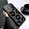Black Lip Print Sandpaper iPhone 15/16/17 Case with Sky Eye Groove