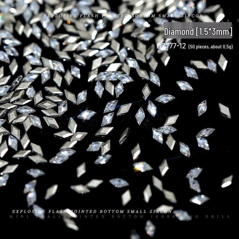 Rhombus Zirconia Snowflake Nail Art Rhinestones - Super Sparkle, Transparent Flatback, 5A Grade, Stackable, DIY