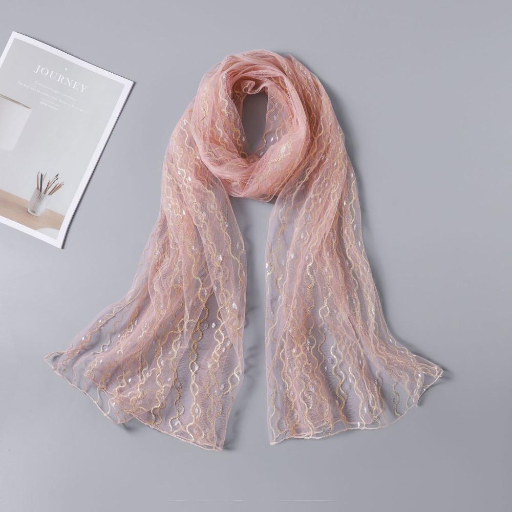 Soft Elegant Glitter Scarf Chiffon Long Women Hijab Breathable Lady s Shawl For Women шампанского
