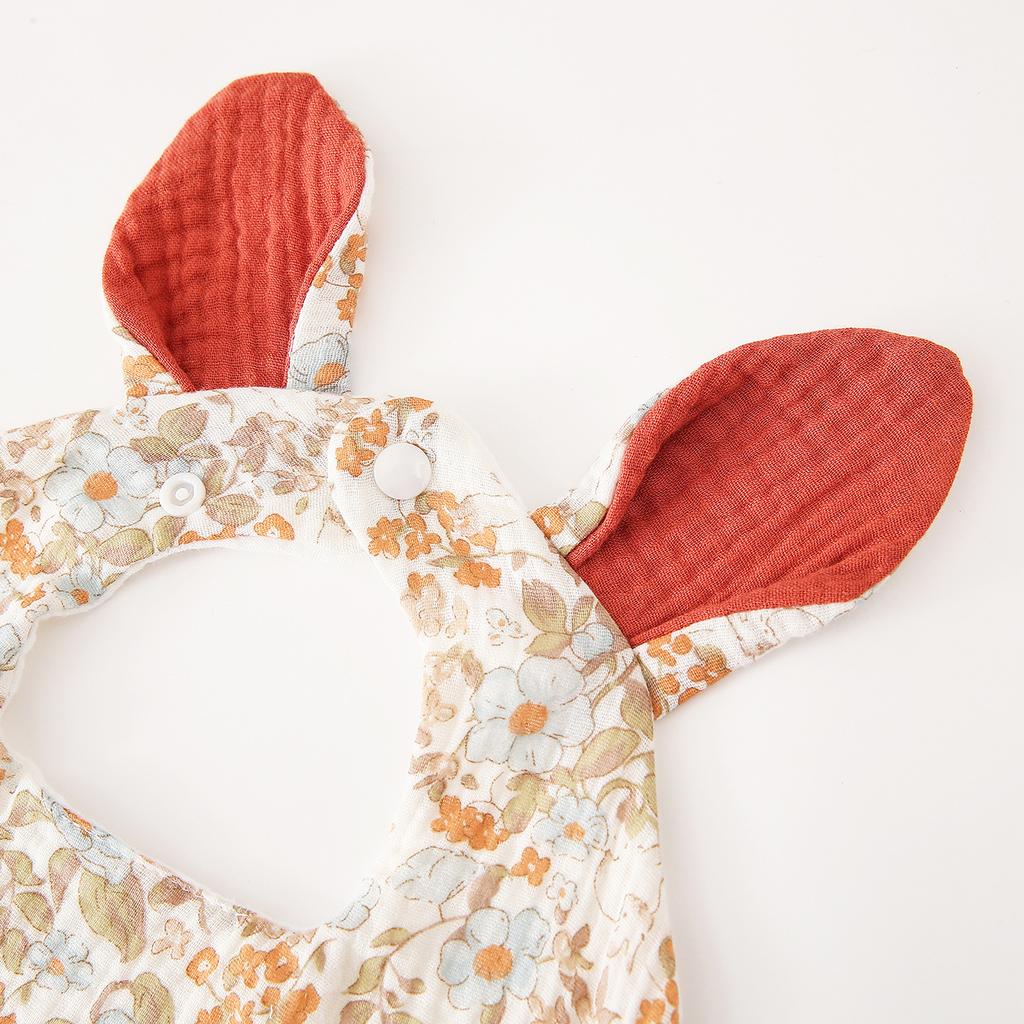 Baby Cotton Crepe Gauze Bibs Cute Rabbit Ear Wavy Edge Saliva Towel Newborn Drool Burp Cloth Soft Absorbent Neck Bib