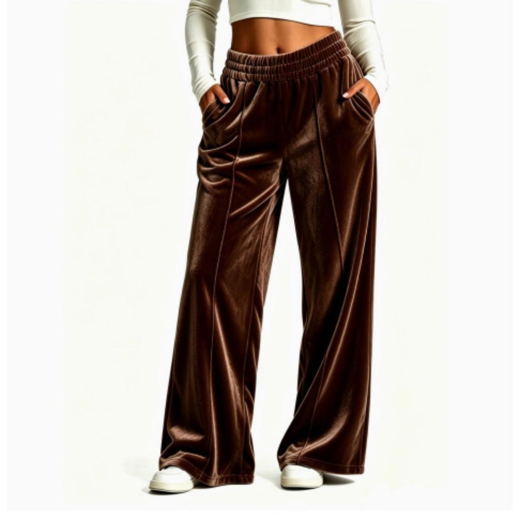 Damen Samt Schlaghose für Herbst und Winter, Lässige, lockere, fallende Hose für den Weg zur Arbeit