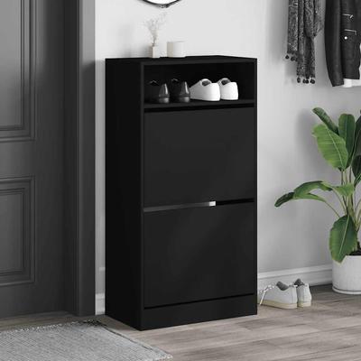 Shoe Cabinet Black 60 X 34 X 116 Cm Particleboard