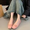 [Uncle Shoe] French Small Square Head Inner Height Increase Ballet Shoes Women's 2025 New Shallow Mouth Shoes Bow