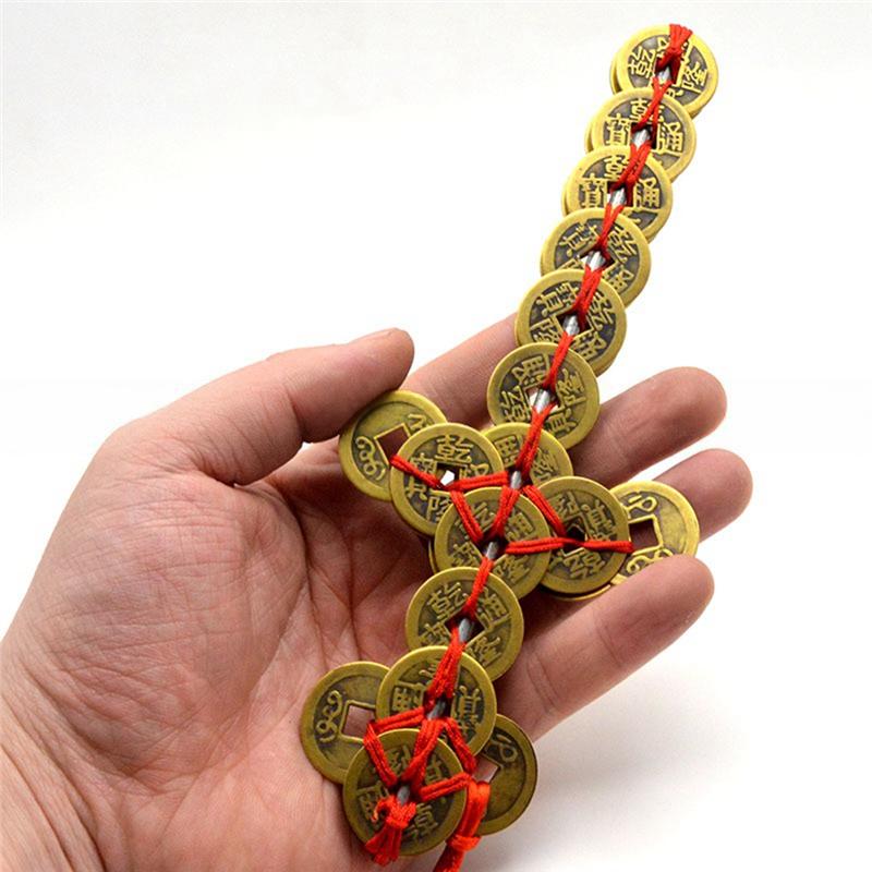 M-Modern-Home Furnishing Decorations China Coin Mascot Feng Shui Brass Coin Ornaments 28Cm For Protection Copper