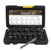 14Pcs Nut & Bolt Grip Extractor Socket Set 1/4''-3/8'' Hex Adapter Extraction Socket Set Bolt & Nut Remover Removing Bolts Nuts