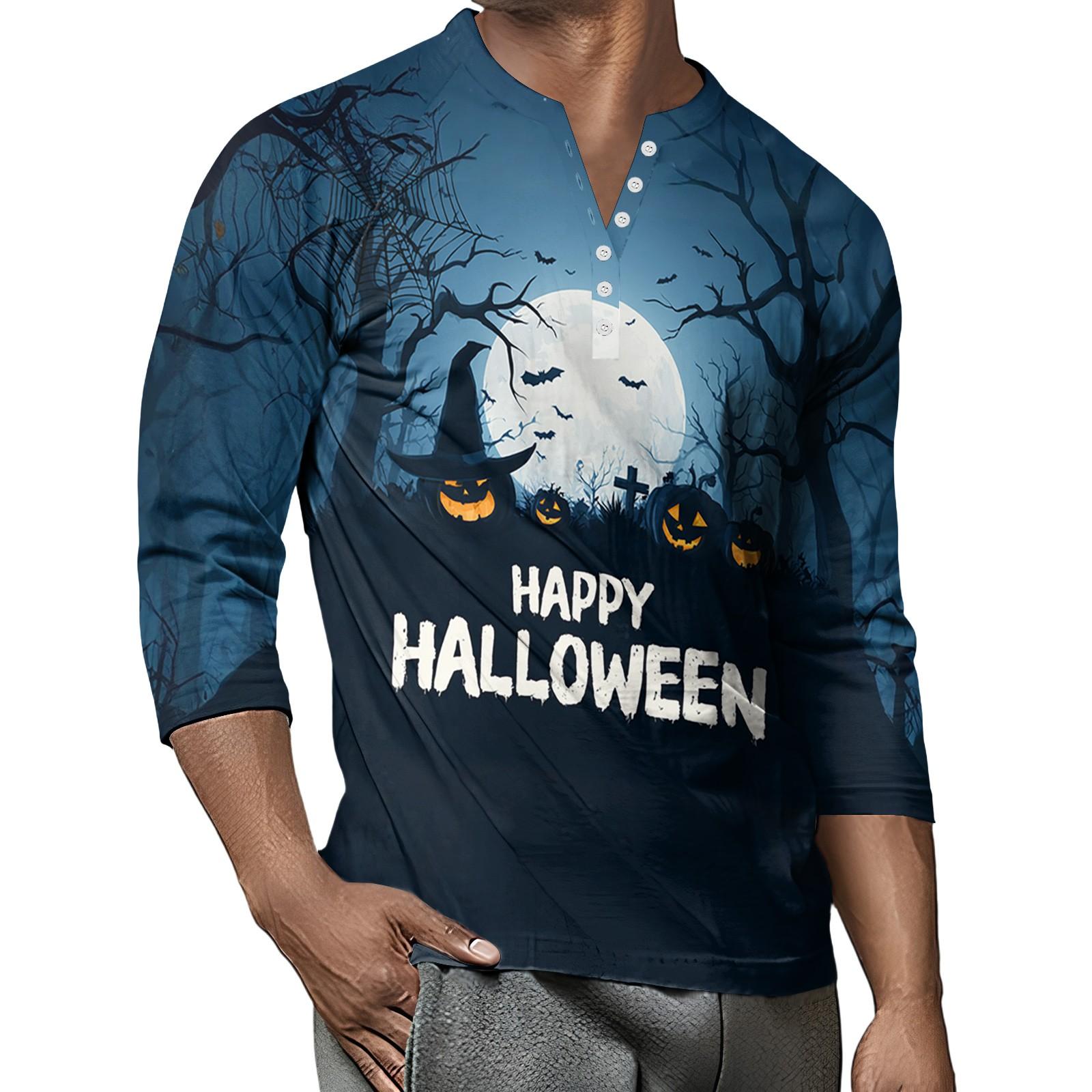 

Мужской контрастный топ реглан на пуговицах с рукавом 3/4 XL синий