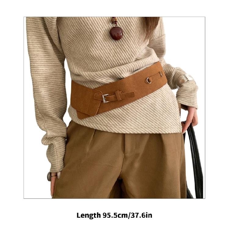 Luxurious Matte Finish Wide Belt PU Waistband Slimming For Women Retro Clasp Two Color Option Easy Styling