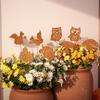 Animal Silhouette Garden Stakes Rusty Iron Hedgehog Stakes Planter Insert Owl Squirrel Mushroom Stakes for Window Box Flower Pot Bonsai