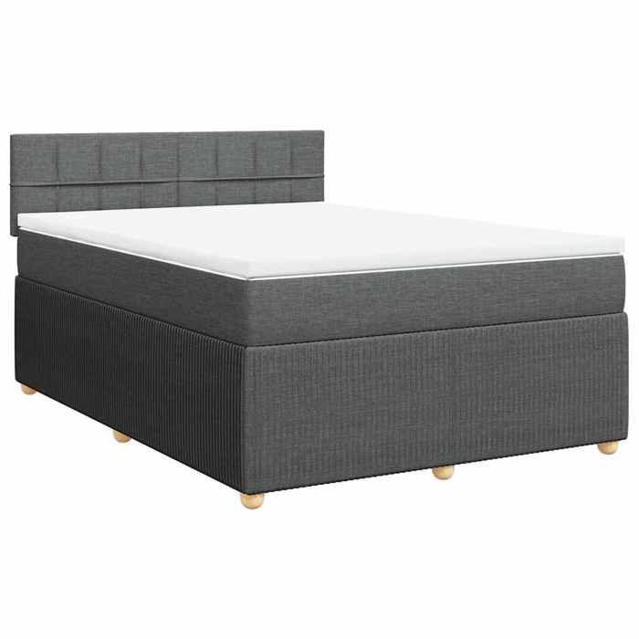 Maison Exclusive - Sommier à lattes de lit avec matelas Gris foncé 140x190cm Tissu