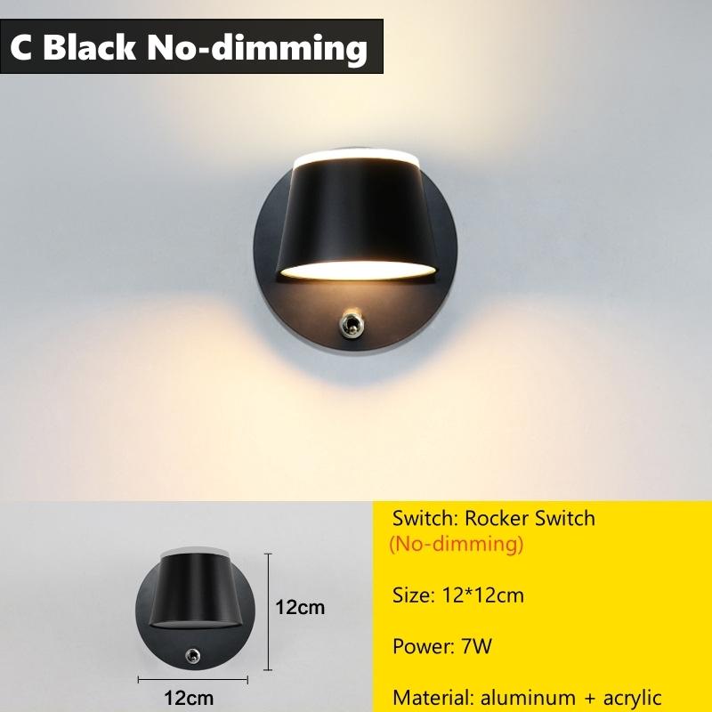 

Светодиодный настенный светильник с регулировкой яркости и поворотным выключателем на 350 градусов, прикроватный светильник для спальни, алюминиевое внутреннее бра Cool White(5500-7000K)