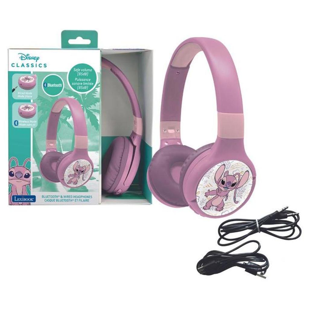 LEXIBOOK - Casque 2 en 1 Bluetooth et Filaire confortable et pliable pour enfants avec limitation de son – Angel