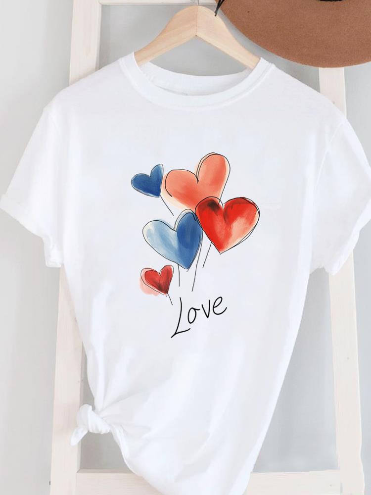 (Asian Size) Women's Top T Female Print Short Sleeve T-shirts Fashion flower letter O-neck Casual Clothing  Graphic Tee