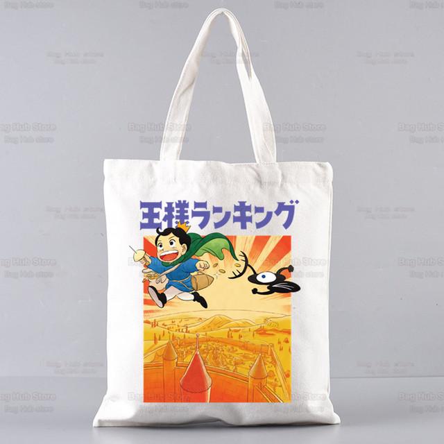 Bojji Shopper Bag Print Japanischer Anime Ousama Ranking Canvas Tragetasche Handtaschen Damen Ranking of Kings Tasche Harajuku Umhängetaschen