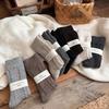 Women's Fleece-Lined Wool Socks - Warm Cable Knit Mid-Calf Slouch Socks for Autumn/Winter Postpartum or Floor Use