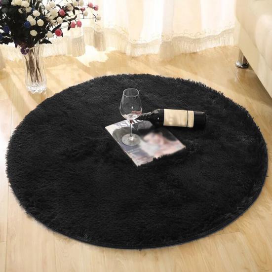 120cm Round Velvet Carpet Floor Rug Anti-Slip Pad Door Mat Indoor Bedside Decor