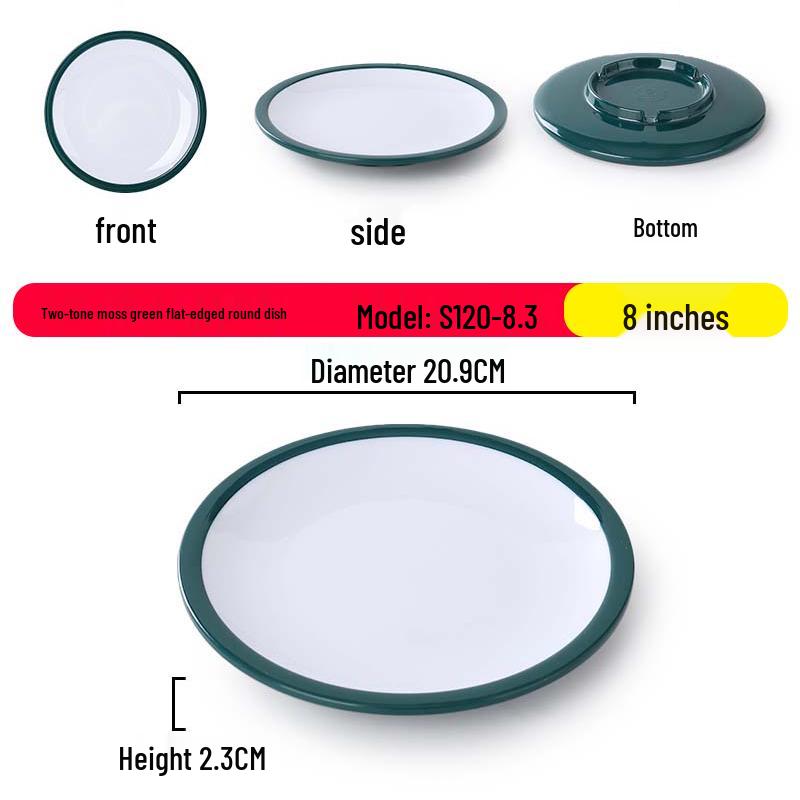 Nordic Round Melamine Shallow Plate for Buffets and Stir-Fry Dishes