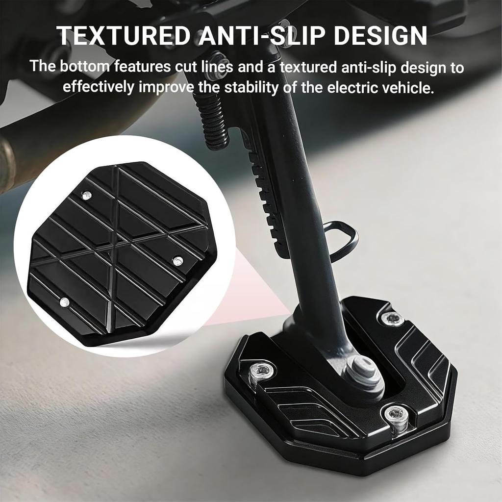 Motorcycle Kickstand Pad Plate Support Accessory, Aluminum Alloy Parking Stand Support Plate, Soft Ground, Grass, Hot Pavement, Outdoor Parking, Anti