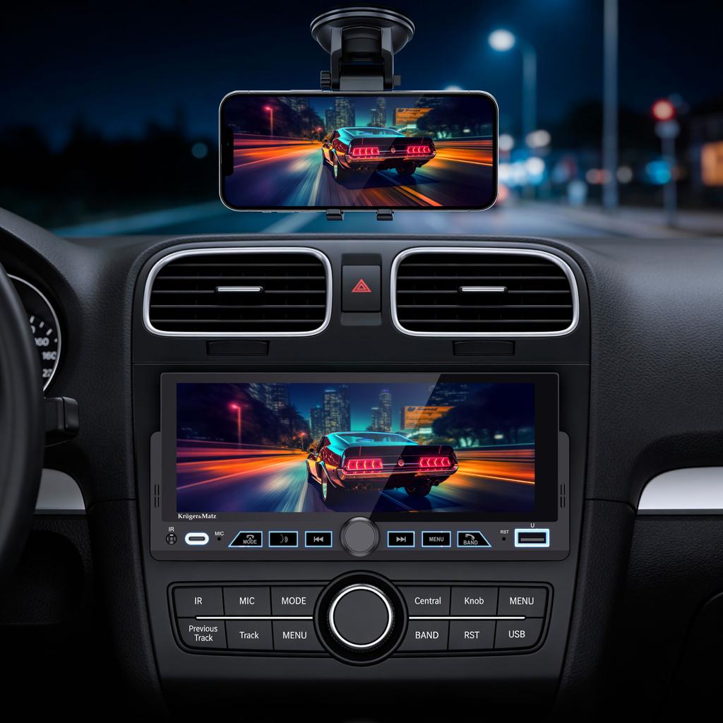 Kruger&Matz Km2016 Carplay/Androidauto 6.3” Car Radio 1Din