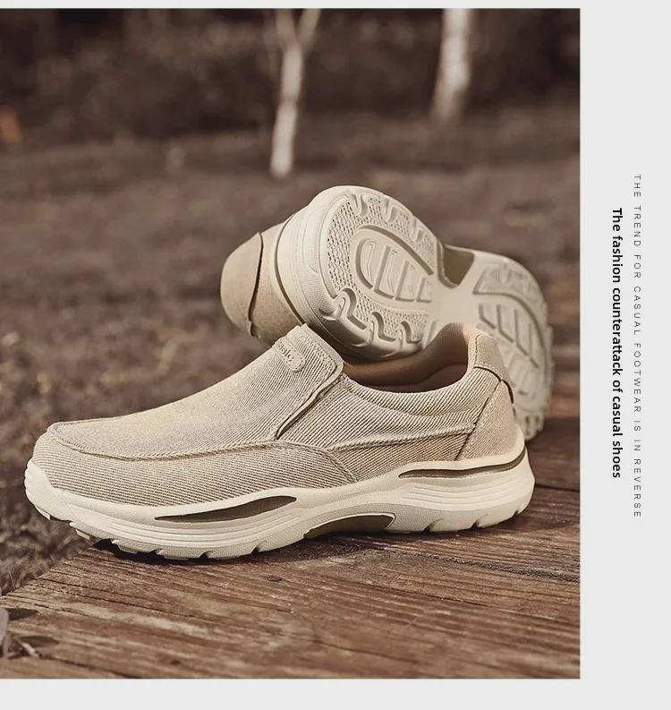 Men's Large-Size Slip-On Canvas Loafers with Thick Soles