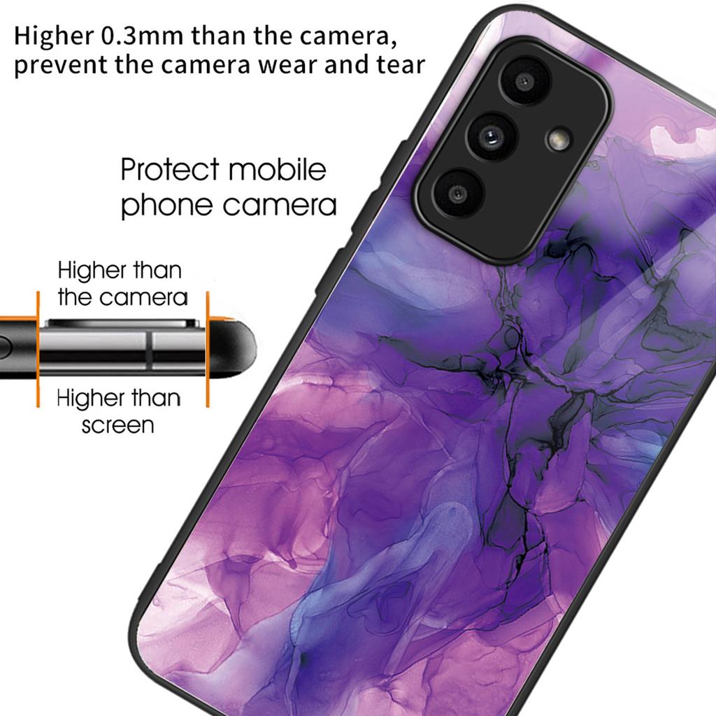 For Samsung Galaxy A15 4G/5G Tempered Glass Case Shock Protective Phone Cover Marble Pattern