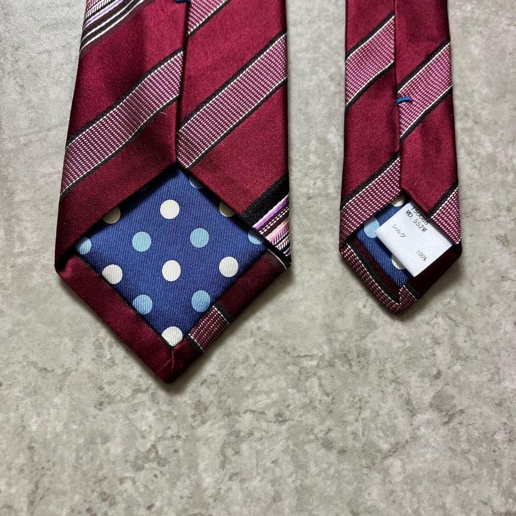 Used Weekend limited special priceGood condition Paul Smith Paul Smith tie Bordeaux wine red burgundy stripe lining dot pattern silk made in Japan