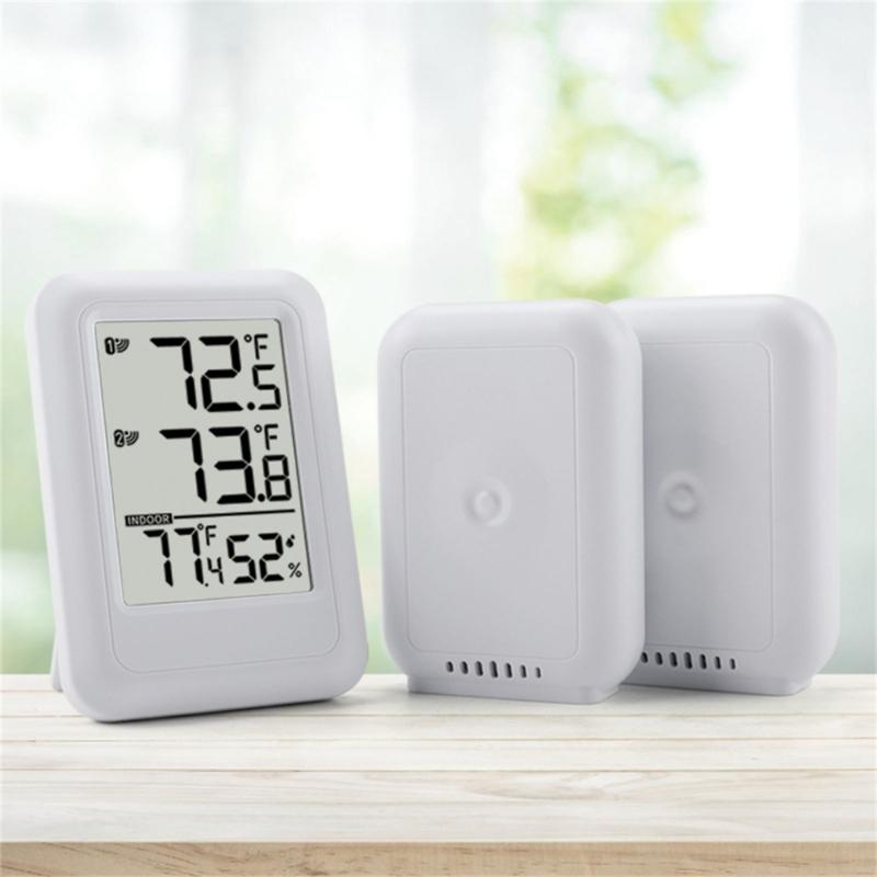 Digital Thermometers with Indoor Outdoor Temperature Wireless Display Digital Hygrometer Thermometers with 2 Remote Sensors