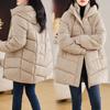 Women's Mid-Length Korean Style Thickened Winter Cotton Jacket - Loose Fit, Plus Size, Fashionable Coat