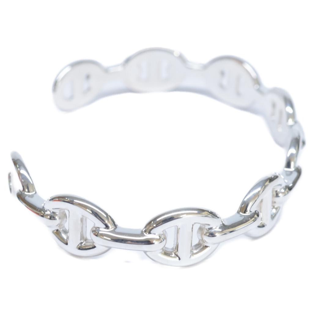 HERMES Finished 925 Chaine d'Ancre Enchaine MM Bangle LG SilverUsed