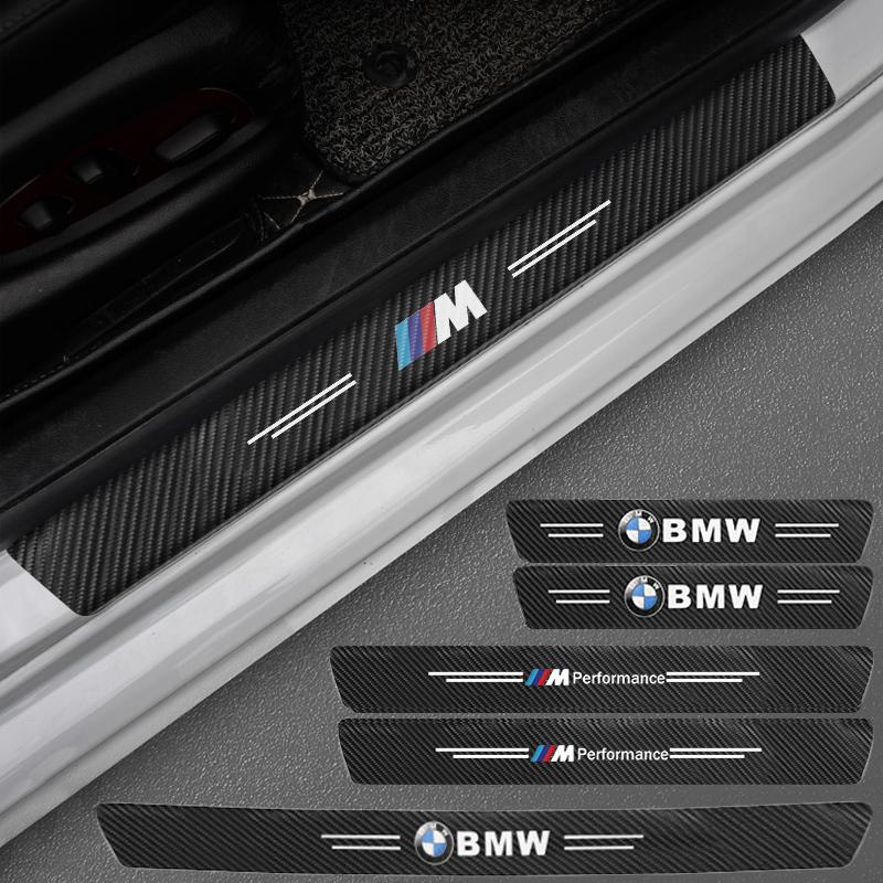 Lhjzw4 5Pcs Carbon Fiber Car Door Sill Protective Sticker Film Scuff Plate For BMW Performance F30 F20 F10 F40 E92 E91 G20 Accessories